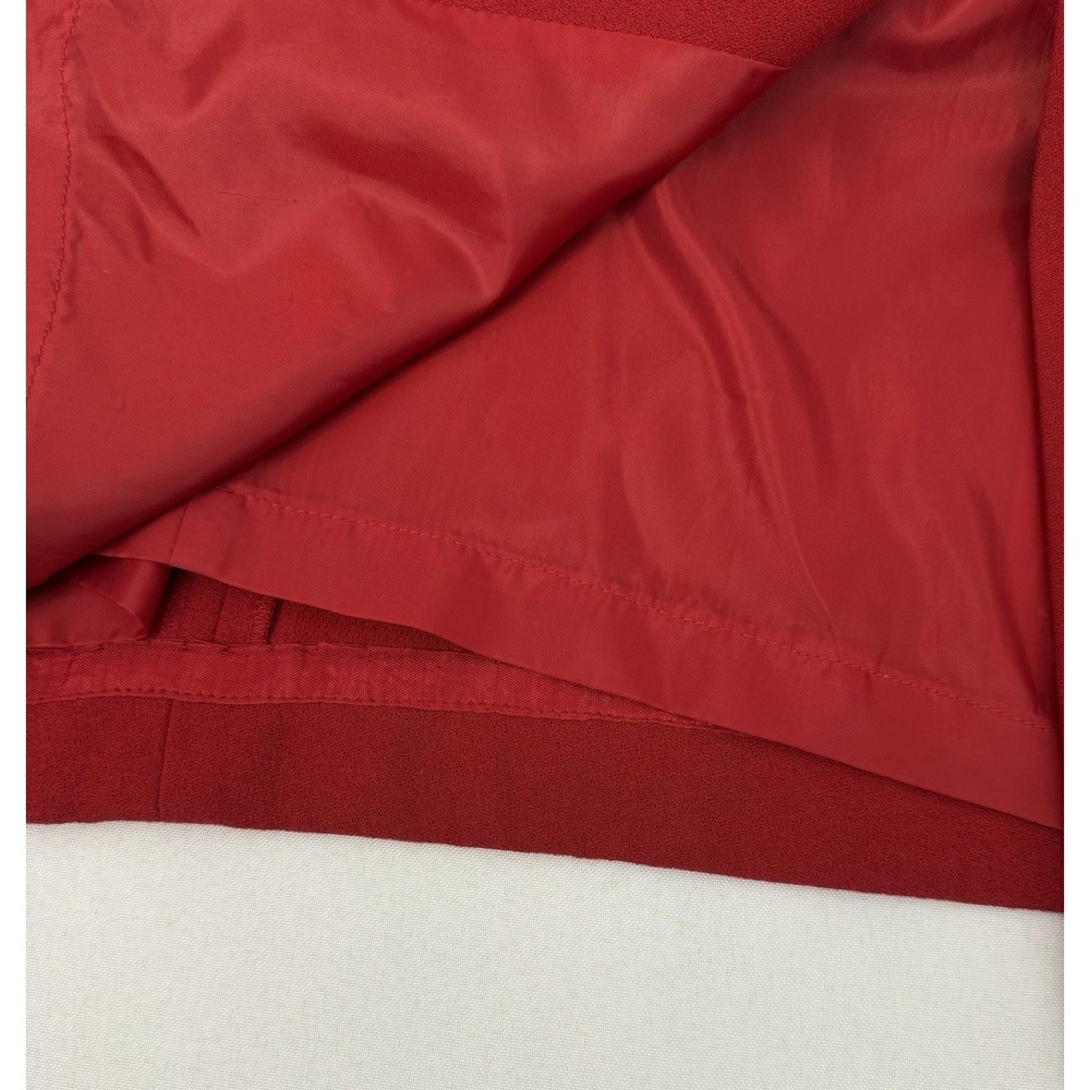VTG Kasper Red Long Coat Dress Velvet Collar Lined Button Down Womens‎ Size 12 - Picture 10 of 12